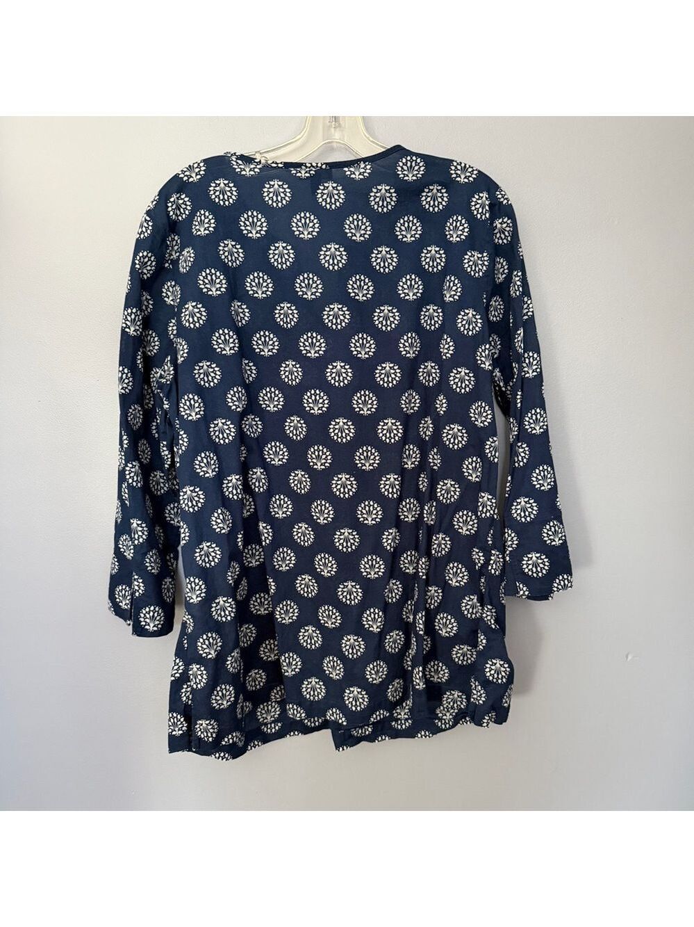 Talbots Navy Blue Embroidered Beaded Cotton Tunic 1X - Picture 5 of 8
